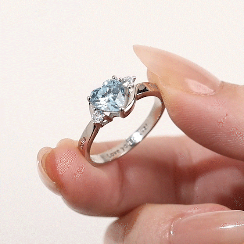 Anello personalizzato in argento 925 con incisione del testo nomi e pietra di nascita regalo di San Valentino e matrimonio per donne
