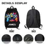 Personalised Colourful Splash Ink Gamepad Style Pixel Backpack with Name Back to School Birthday Gift for Kids Students Game Enthusiasts