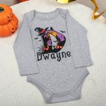 Gepersonaliseerde Tovenaarshoed Vleermuis Doodle Initiaal 100% Katoen Unisex Baby Rompertje T-shirt met Naam Halloween Feestcadeau voor Baby Jongens Meisjes
