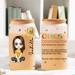 Coordinadora del Caos personalizada Personaje de dibujos animados 20oz Taza de cristal esmerilado con flor de nacimiento y pajita Regalo de cumpleaños diario de viaje para la familia