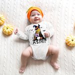 Gepersonaliseerde Tovenaarshoed Vleermuis Doodle Initiaal 100% Katoen Unisex Baby Rompertje T-shirt met Naam Halloween Feestcadeau voor Baby Jongens Meisjes