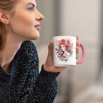 Personalizada Antropomorfo Nacimiento Flor 11oz Taza de café de cerámica con nombre Cumpleaños Aniversario Regalo para las mujeres