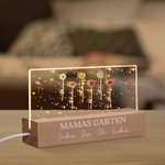 Personalisiertes Geburtsblumen Garten Acryl LED-Nachtlicht mit Holz Basis Haus Dekoration Geschenk für Oma Mama