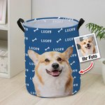 Personalisierter Pfotenabdrücke Haustierporträt Wäsche Aufbewahrungskorb mit Namen und Henkel Geburtstag Geschenk für Katze Hund Haustier Liebhaber