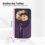 Portefeuille en Cuir PU Personnalisé avec Nom Personnage Couronne de Fleurs Accessoire de Compartiments Multiples Cadeau Anniversaire pour Femme