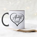 Tazza da caffè multicolori personalizzata con nome e testo Kiss me good morning regalo di anniversario e San Valentino per coppie