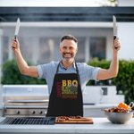 Divertente grembiule da cucina regolabile con nome e grande tasca Regalo di compleanno all'aperto per gli amanti della cucina