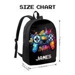 Personalised Colourful Splash Ink Gamepad Style Pixel Backpack with Name Back to School Birthday Gift for Kids Students Game Enthusiasts