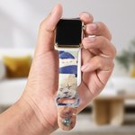 Personalisierte 1-7 Katze Hund Haustier Foto-Collage Wasserdichtes Silikon Uhrenband Kompatibel mit Apple Watch Geburtstag Geschenk für Familie Freunde
