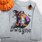 Gepersonaliseerde Tovenaarshoed Vleermuis Doodle Initiaal 100% Katoen Unisex Baby Rompertje T-shirt met Naam Halloween Feestcadeau voor Baby Jongens Meisjes