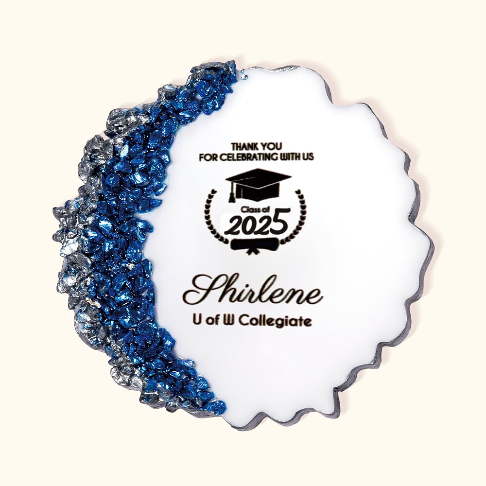 Aimant personnalisé en résine pailletée avec le nom de l'année Lot de 5 aimants pour réfrigérateur Cadeau de fin d'études Cadeau de fin d'études pour les diplômés