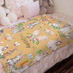 Personalizado lindo conejo de dibujos animados suave manta con nombre Decoración del hogar Baby Shower Cumpleaños Pascua Regalo para Niños Niñas