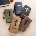 Personalisierte Kreuz Geburtsblumen Name PU-Leder Geldbörse mit Kartenfächern Handgelenkschlaufe Christliche Taufe Geburtstag Geschenk für Damen