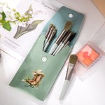 Personalisierte Geburt Blume Western Cowgirl Boots Design Makeup Pinsel Tasche mit Namen und 8 Stück Makeup Pinsel Reisezubehör Geburtstag Geschenk für Frauen