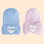 Cappello da ospedale berretto con fiocco per neonati a righe personalizzato con nome ricamato regalo per compleanno dei neonati o bambini
