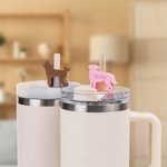 Personalisierte Multicolor 3D gedruckt Katze Hund Form Stroh Topper mit Namen Zubehör für Stanley Tumbler Geburtstag Party Geschenk für Tierliebhaber