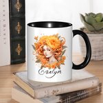 Personalizada Antropomorfo Nacimiento Flor 11oz Taza de café de cerámica con nombre Cumpleaños Aniversario Regalo para las mujeres