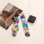Personalisierte 1-7 Katze Hund Haustier Foto-Collage Wasserdichtes Silikon Uhrenband Kompatibel mit Apple Watch Geburtstag Geschenk für Familie Freunde