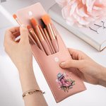 Personalisierte Geburt Blume Western Cowgirl Boots Design Makeup Pinsel Tasche mit Namen und 8 Stück Makeup Pinsel Reisezubehör Geburtstag Geschenk für Frauen