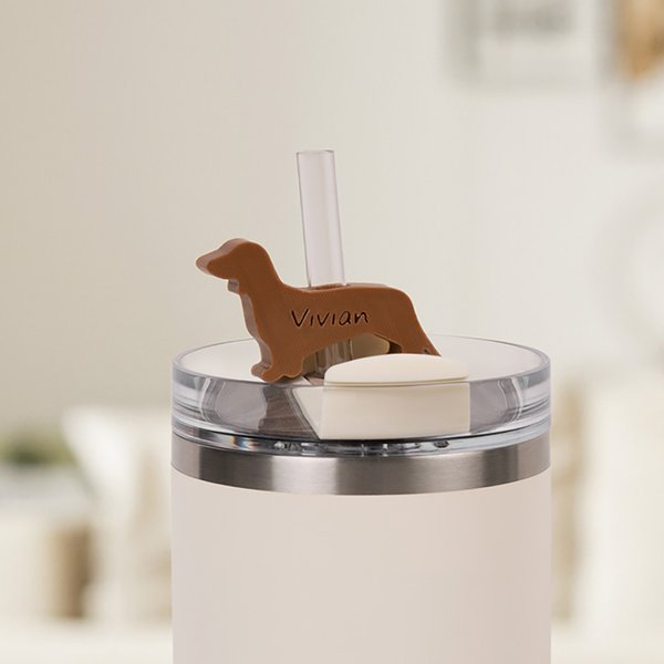 Personalisierte Multicolor 3D gedruckt Katze Hund Form Stroh Topper mit Namen Zubehör für Stanley Tumbler Geburtstag Party Geschenk für Tierliebhaber