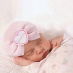 Cappello da ospedale berretto con fiocco per neonati a righe personalizzato con nome ricamato regalo per compleanno dei neonati o bambini