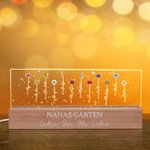 Personalisiertes Geburtsblumen Garten Acryl LED-Nachtlicht mit Holz Basis Haus Dekoration Geschenk für Oma Mama