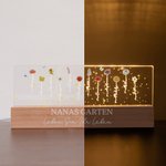 Personalisiertes Geburtsblumen Garten Acryl LED-Nachtlicht mit Holz Basis Haus Dekoration Geschenk für Oma Mama