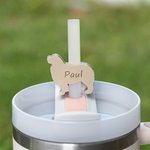 Personalisierte Multicolor 3D gedruckt Katze Hund Form Stroh Topper mit Namen Zubehör für Stanley Tumbler Geburtstag Party Geschenk für Tierliebhaber