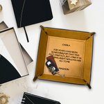 Personalisierte romantische Nachricht faltbare Leder Catchall Snap Tray mit Namen Desktop Storage Organizer Valentinstag Geschenk für Paar