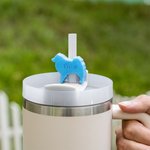 Personalisierte Multicolor 3D gedruckt Katze Hund Form Stroh Topper mit Namen Zubehör für Stanley Tumbler Geburtstag Party Geschenk für Tierliebhaber