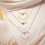 Personalisierte Name Halskette mit Geburtsstein in Herzform Ringhalter Anhänger Eleganter Schmuck Geburtstag Jahrestag Valentinstag Geschenk für Damen