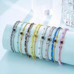 Personalized Photo Projection Adjustable Double Chain Bead Bracelet with 100 Languages Dainty Jewelry Anniversary Birthday Gift for Women