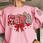 Personalized Cupid Bow Heart Print Title Multicolor T-shirt Sweatshirt with 1-16 Names Valentine's Day Mother's Day Gift for Mom Grandma