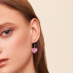 Boucles d'oreilles pailletées Police Style Fashion Rose Acrylique avec Nom Cadeau pour Elle