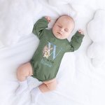 Personalisierte niedliche Aquarell Floral Bunny Initial 100% Baumwolle Baby Bodysuit mit Namen Urlaub Partei Outfit Ostern Baby Dusche Geschenk für Neugeborene