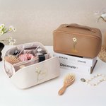 Personalizado con borde de oro de nacimiento de la flor de cuero bolsa de maquillaje con nombre portátil de viaje Essentials cumpleaños de la dama de honor de regalo para las mujeres niñas