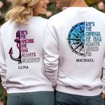 Personalised Anchor Compass Always Deserved Longed Couple T-shirt Sweatshirt Hoodie with Initial and Name Valentine's Day Anniversary Gift for Him Her