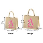 Personalizzato Cartoon personaggio costume coniglietto uova iniziale Iuta Tote Bag con nome regalo di compleanno di Pasqua per ragazzi ragazze