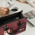 Borsa tote in pelle PU conciata a spina di pesce personalizzata con gatto nome e tracolla regalo perfetto per gli amanti dei gatti