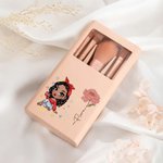Personalized Fashion Girl Birth Flower Name Makeup Brush Box Set with 5 Pcs Brushes and Mirror Travel Accessories Birthday Wedding Gift for Women