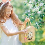 Sac en toile de jute personnalisé avec nom et prénom pour la chasse aux oeufs de Pâques Cadeau pour les enfants