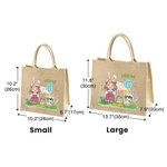 Personalised Rainbow Bunny Ear Cartoon Character Jute Tote Bag with Name Reusable Easter Party Gift for Kids