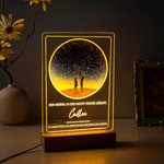 Personalisiertes Sternenhimmel Silhouette Nachtlicht mit Holzsockel Texte und Namen Geburtstag Jahrestag Geschenk für Famile Paare Absolventen