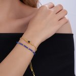 Personalized Photo Projection Adjustable Double Chain Bead Bracelet with 100 Languages Dainty Jewelry Anniversary Birthday Gift for Women