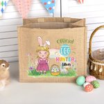 Personalised Rainbow Bunny Ear Cartoon Character Jute Tote Bag with Name Reusable Easter Party Gift for Kids