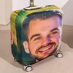Personalized Funny Face Photo Double-sided Luggage Protective Cover Fits 18-32 Inches Suitcase Travel Accessories Gift for Travel Lovers
