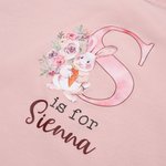 Personalisierte niedliche Aquarell Floral Bunny Initial 100% Baumwolle Baby Bodysuit mit Namen Urlaub Partei Outfit Ostern Baby Dusche Geschenk für Neugeborene