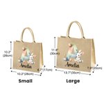 Coniglietto acquerellato personalizzato Fiori Uova iniziali Borsa in iuta con nome Regalo di compleanno di Pasqua per bambini