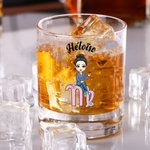 Personalisierte Cartoon Figur Sternzeichen 295 ml Old Fashioned Whisky Glas mit Namen Vatertag Geburtstag Geschenk für Familie Weinliebhaber