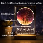 Personalisiertes Sternenhimmel Silhouette Nachtlicht mit Holzsockel Texte und Namen Geburtstag Jahrestag Geschenk für Famile Paare Absolventen